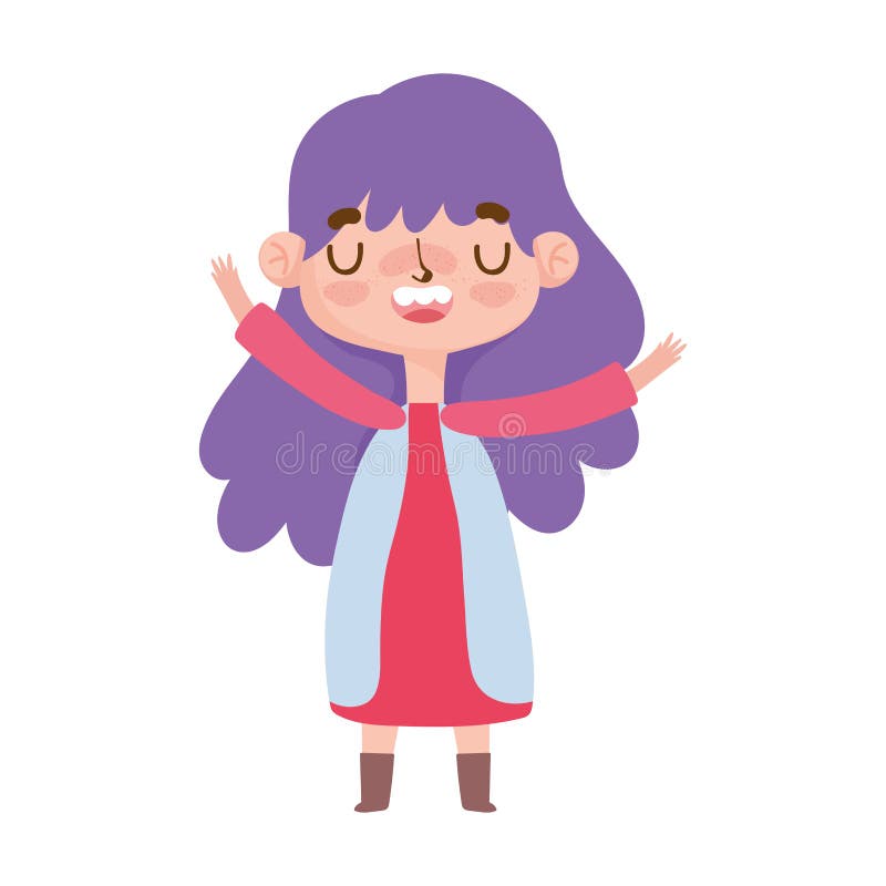 Little Girl with Purple Hair and Gesture Facial Stock Vector ...