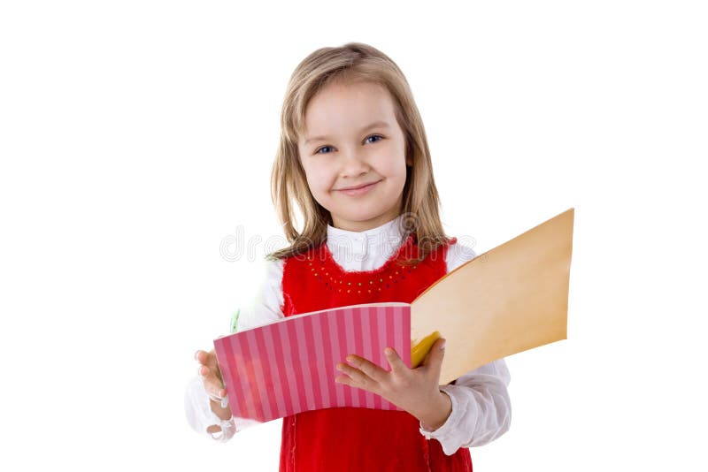 Little girl reading a book