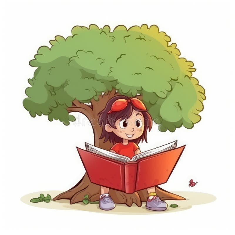 Boy Girl Reading Under Tree Stock Illustrations 76 Boy Girl Reading