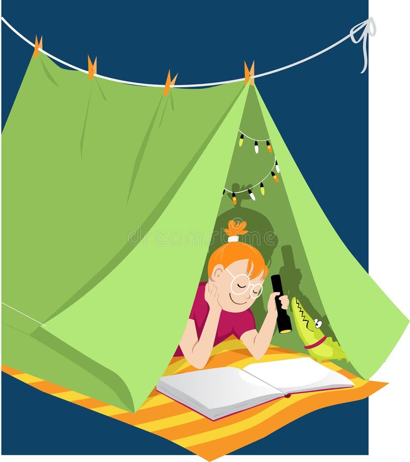 Young reader at home vector illustration