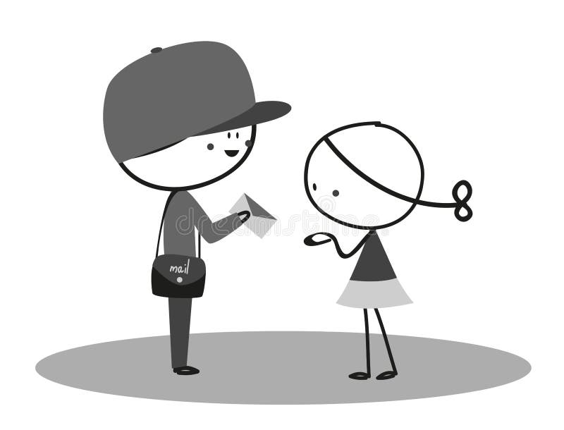 Little girl received a letter from the postman royalty free illustration Little girl received a letter from the postman royalty free illustration