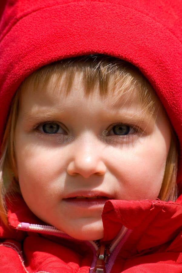 Little Girl in Red Jacket Closeup Stock Photo Image of children