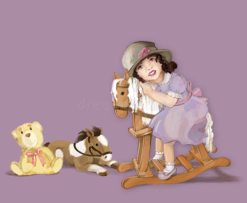 Little girl on a rocking horse