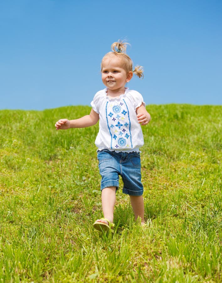 Little girl running stock image. Image of attractive 20274669