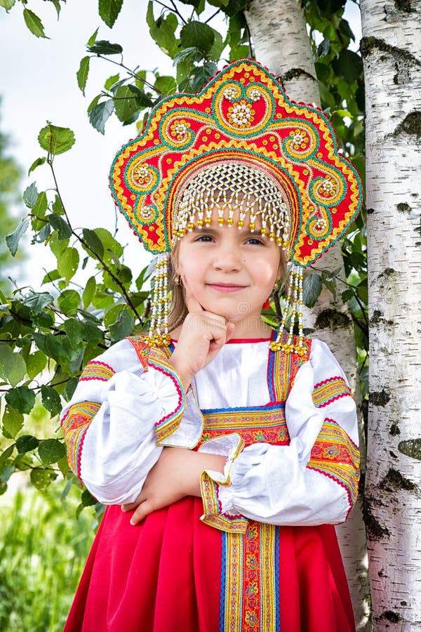 Girl In Russian National Dress Stock Image Image Of Elegant Sits