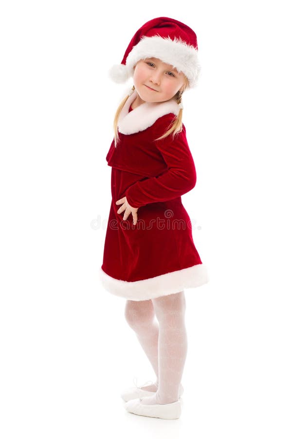 Little Girl in Santa Costume. Stock Image Image of female, christmas