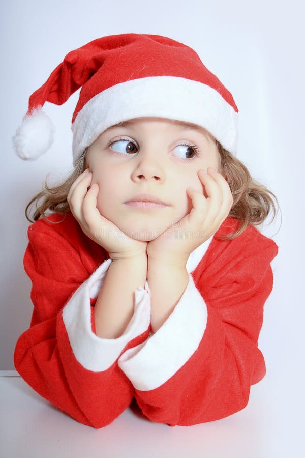 Little girl in Santa s hat