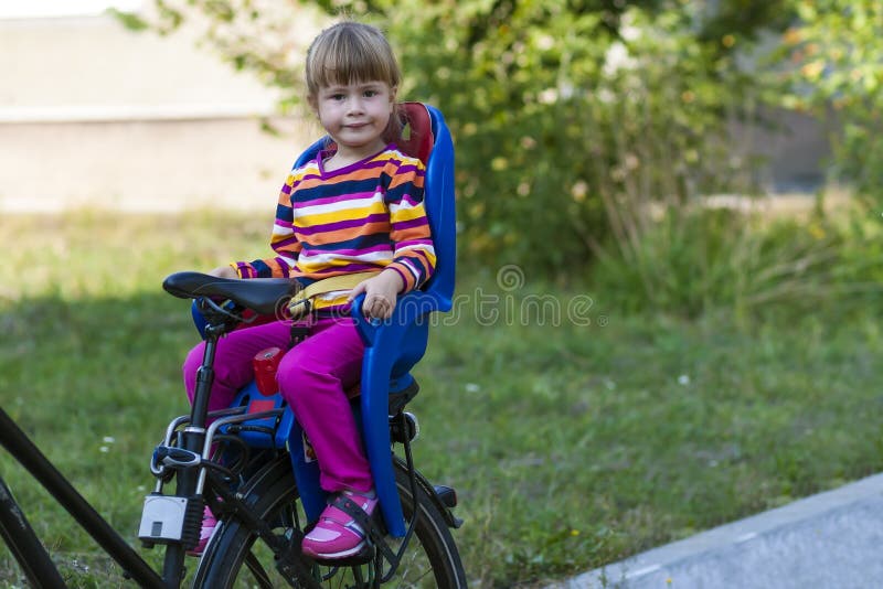 Little Girl Sitting in Bicycle Seat Stock Photo Image of beautiful