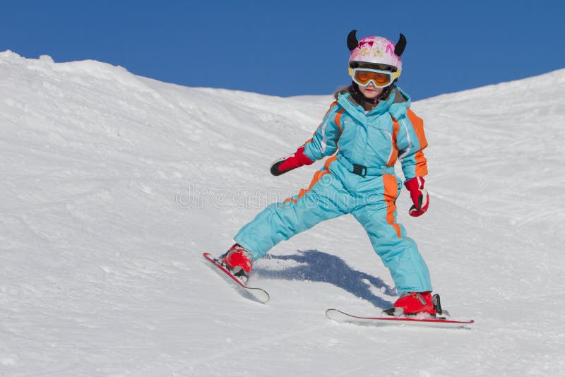 Little Girl Skiing Downhill Stock Image Image of ready, skiing 23273753