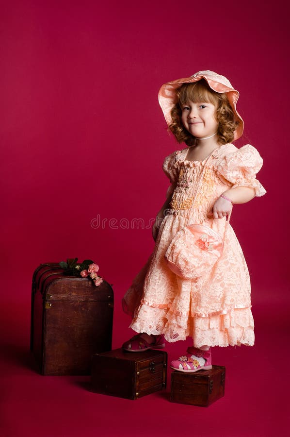 Little Girl Standing on Boxes Stock Photo Image of child, romance