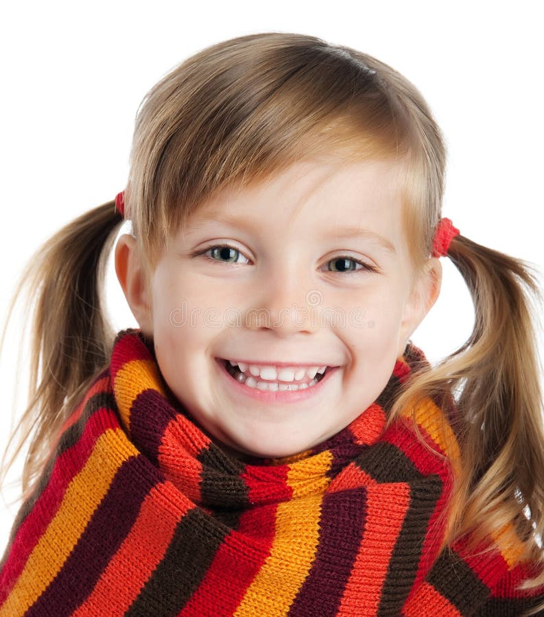 Little Girl in Striped Scarf Stock Photo Image of little, fashion