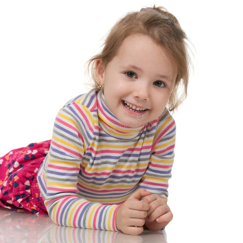 Little girl in striped sweater stock photography Little girl in striped sweater stock photography