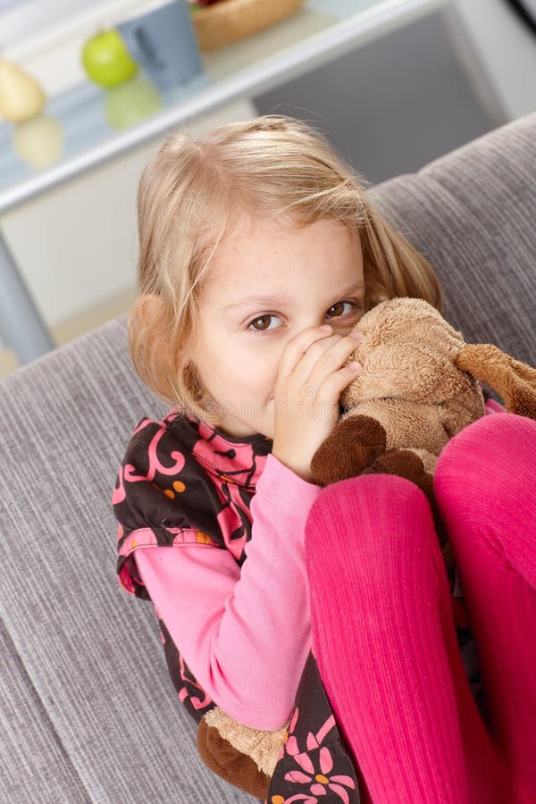 Little Girl Sucking Thumb Huggin