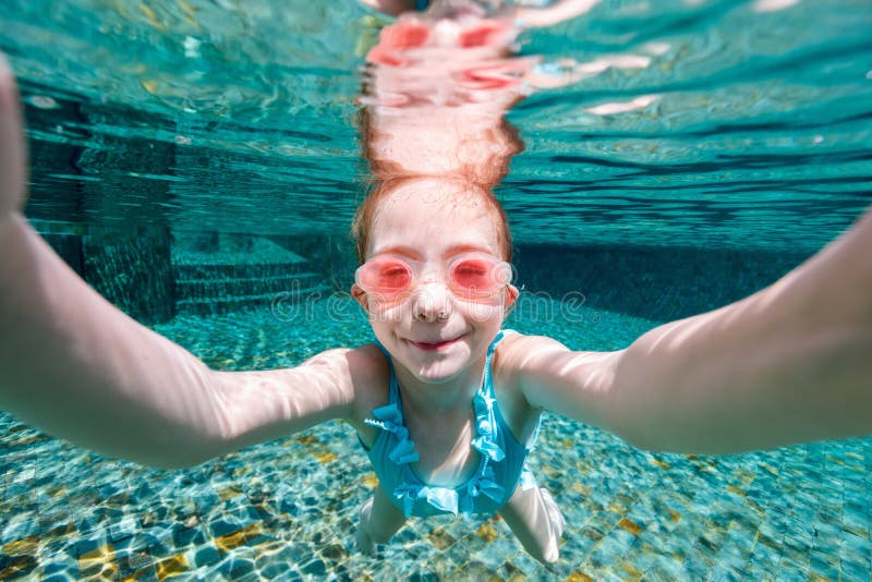 Little Girl at Swimming Pool Stock Photo - Image of recreational ...