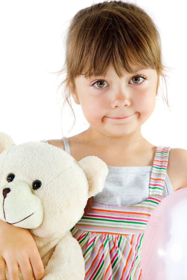Little girl teddy bear stock photo. Image of smiling - 15885850