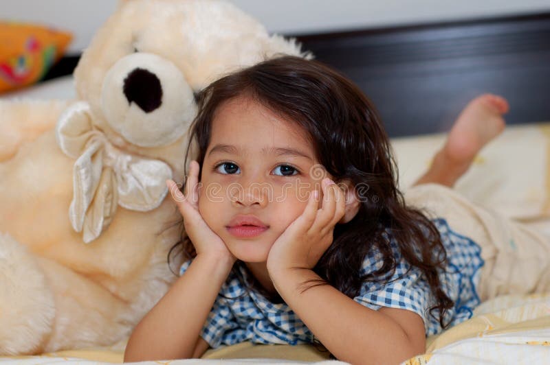 Little Girl and Teddy Bear