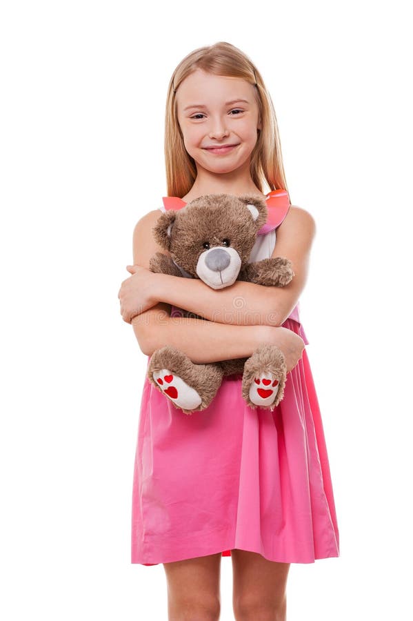 Little Girl with Teddy Bear. Stock Photo - Image of caucasian, animal ...