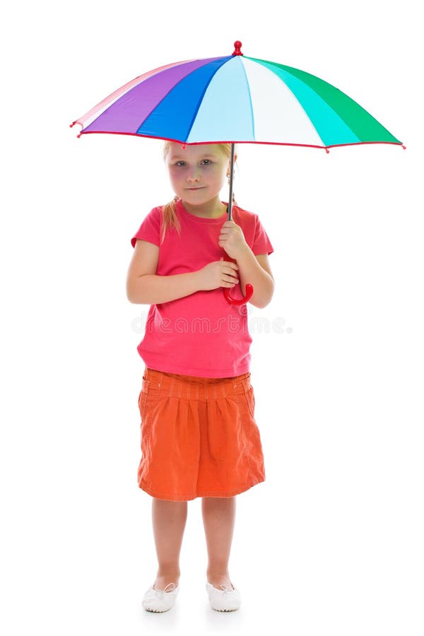 Little girl with umbrella. stock photo. Image of expression 27795200