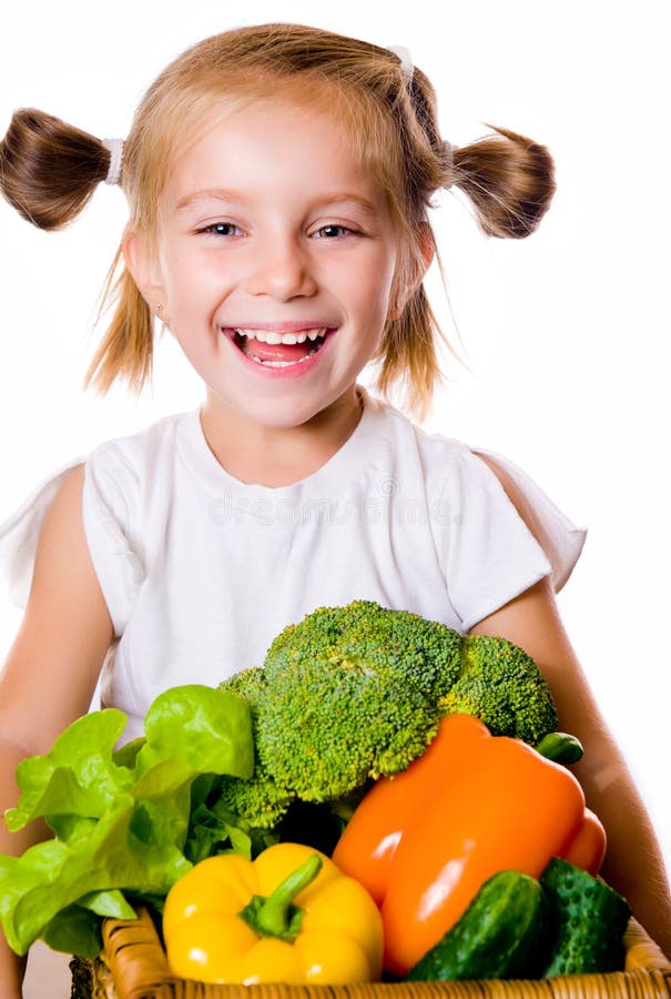 Young Girl Eating Bowl of Vegetables Stock Photo Image of portrait