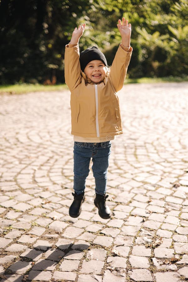 Little Girl Walking Outdoor and Have Fun Stock Photo - Image of ...