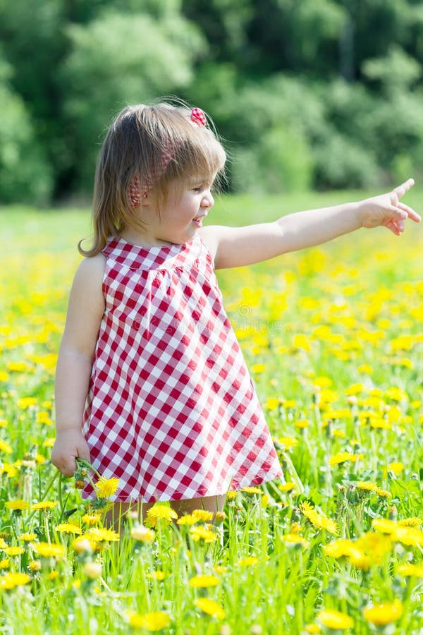 Little Girl Walks in the Field Stock Image - Image of outdoor, girl