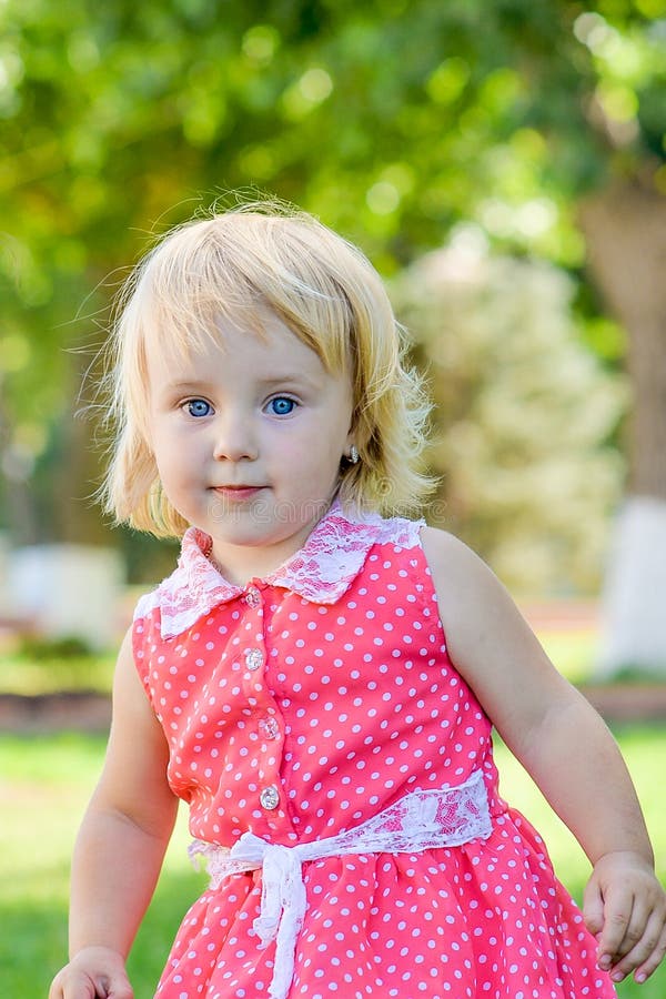 Little Girl Walks in the Park in the Summer Stock Image - Image of face ...