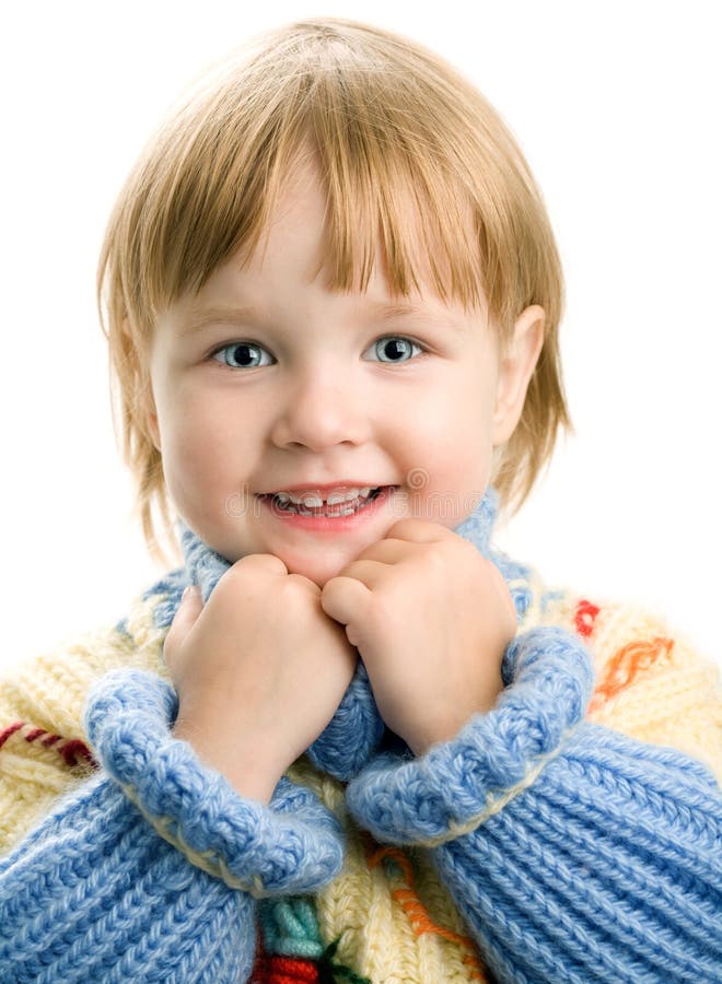 Little girl in warm sweater