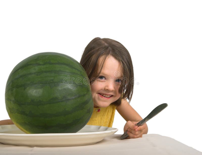 Little girl with watermelon