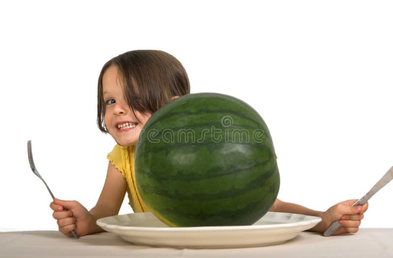 Little girl with watermelon