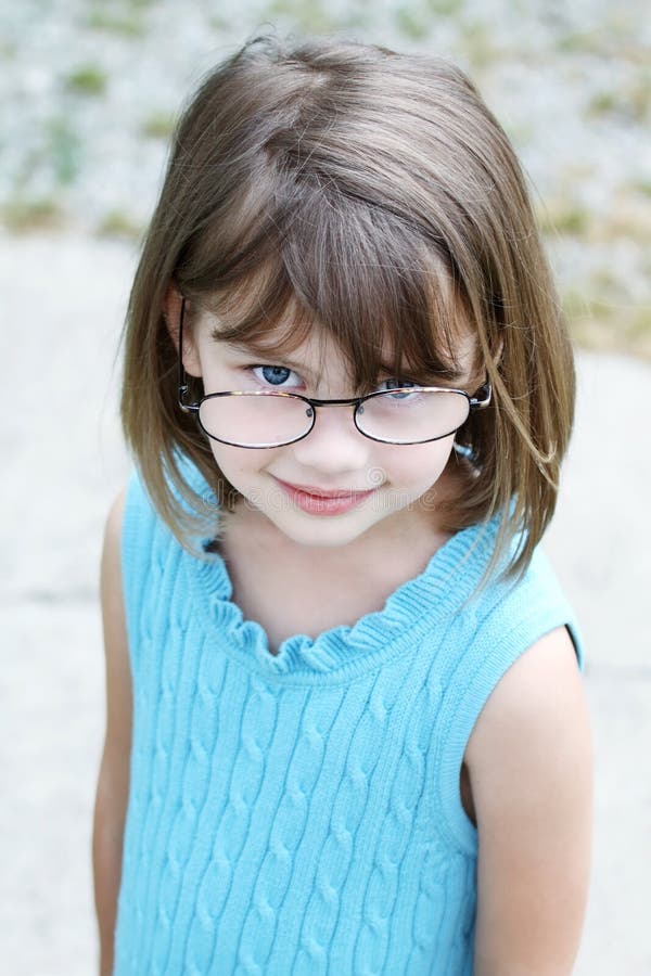 Little Girl Wearing Glasses Stock Photo Image of glasses, school