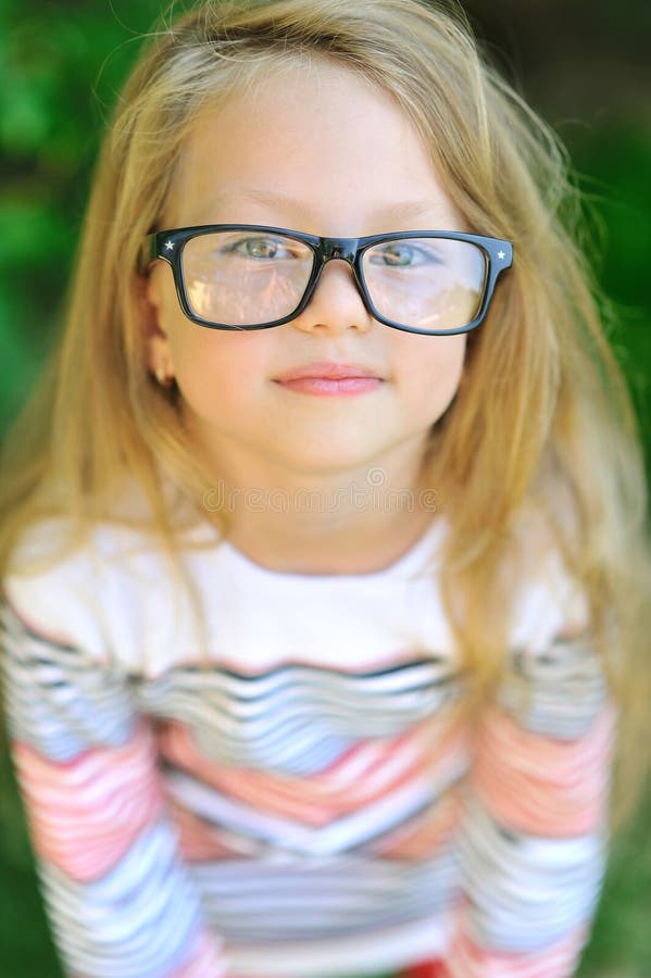 Little Girl Wearing Glasses Closeup Stock Image Image of person