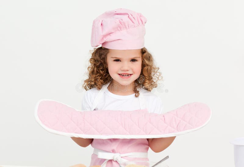 Little Girl Wearing Kitchen Gloves Stock Photos Free & RoyaltyFree