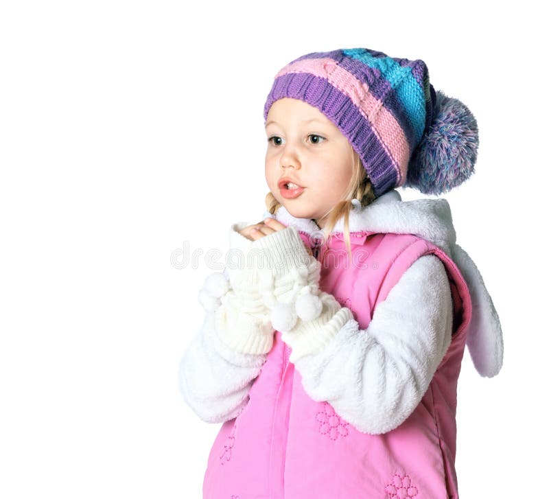 Little girl wearing a scarf, christmas, winter, frost