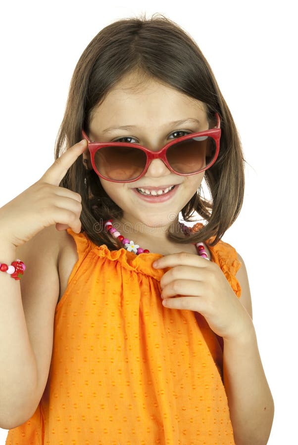 Little Girl Wearing Sunglasses Stock Image Image of dress, colorful