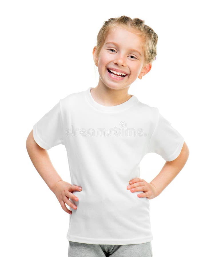 Little girl in white t-shirt