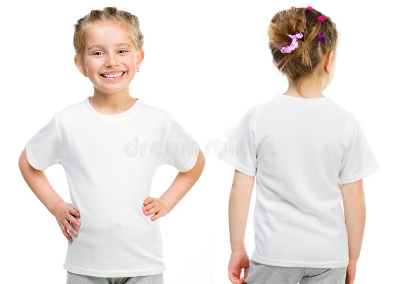 Little girl in a white T-shirt