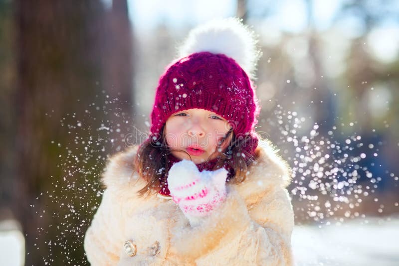Little girl in winter forest royalty free stock images Little girl in winter forest royalty free stock images