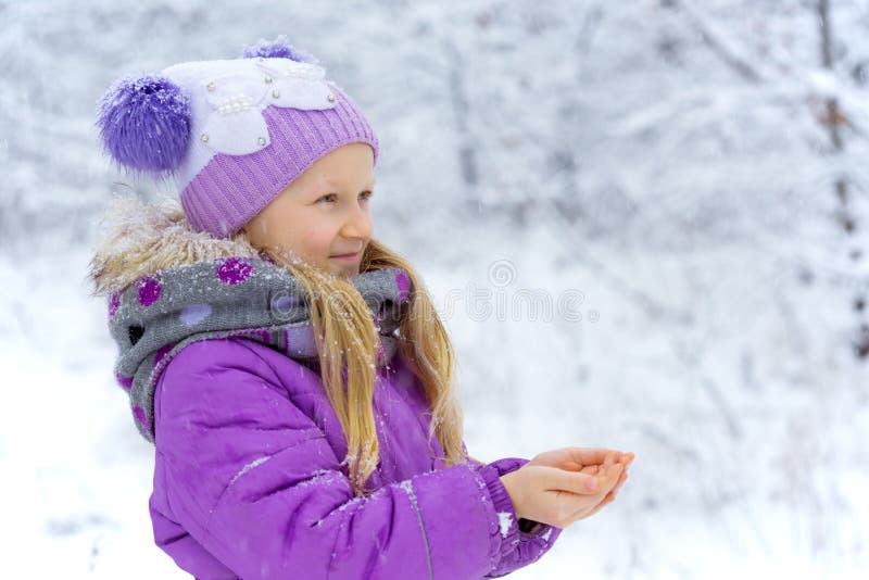 Little girl on a winter walk