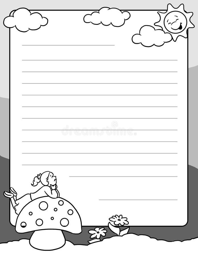 Little Girl Write A Letter Page Stock Illustration - Image ...