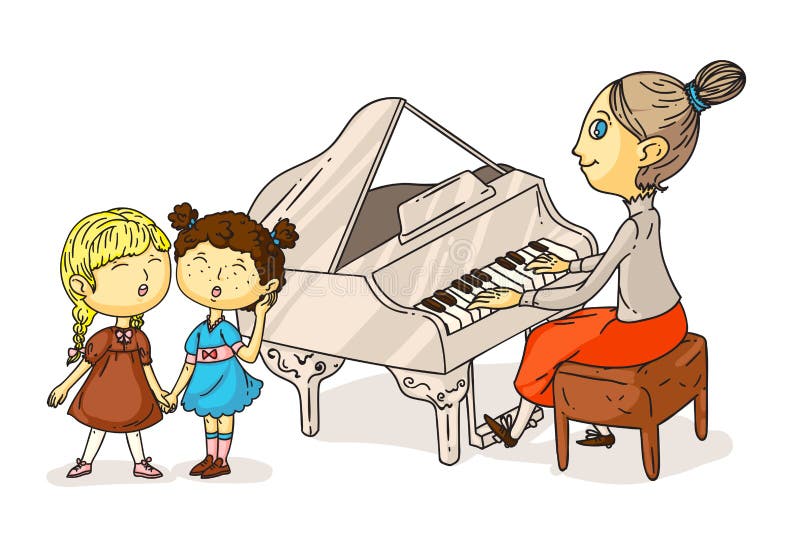 Piano online class isolated cartoon Royalty Free Vector