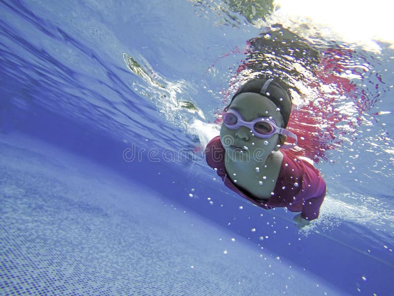 Little Girls Are Swimming In The Pool Stock Image Image Of Aqua