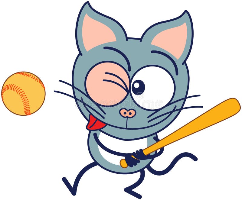 Little Gray Cat Preparing To Hit the Ball with a Bat when Playing Baseball Stock Vector - Illustration of bulging, kitten: 53229759 Little Gray Cat Preparing To Hit the Ball with a Bat when Playing Baseball Stock Vector - Illustration of bulging, kitten: 53229759
