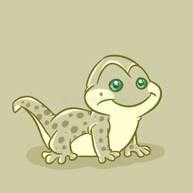 Little green lizard Animal character cartoon illustration