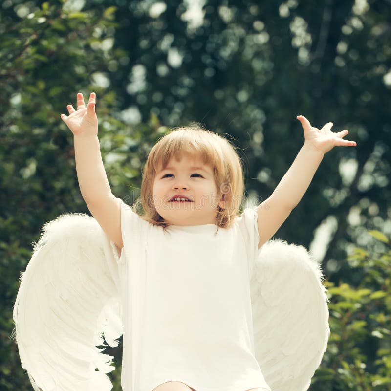 Little Happy Boy Dressed As Angel Stock Image Image of charming