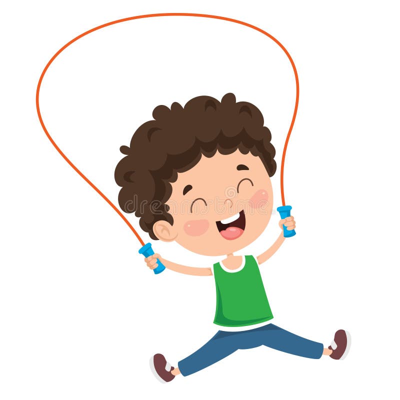 Happy Little Girl Playing With Skipping Rope Stock Vector ...
