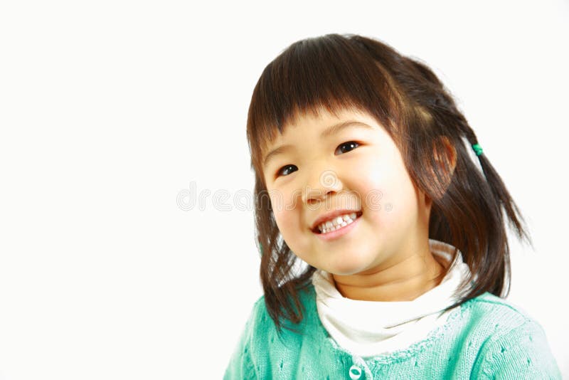 Little Japanese Girl Smiles Stock Image - Image of green, japanese ...