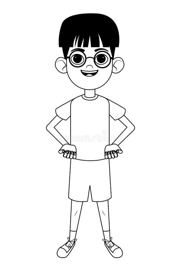Little Kid Avatar Cartoon Character Black and White Stock Vector -  Illustration of young, style: 149124527