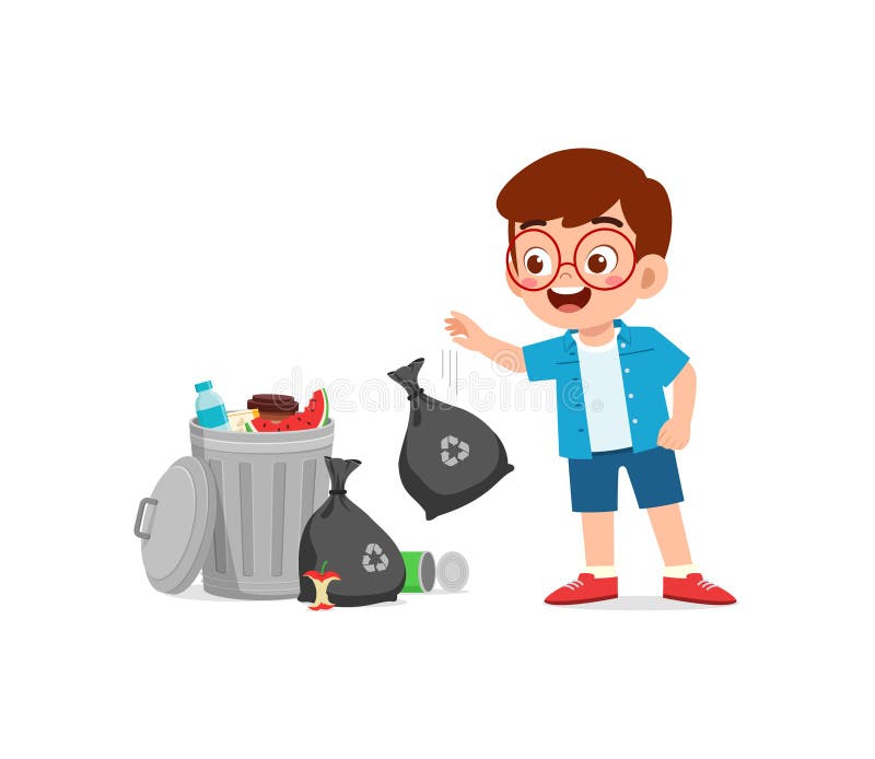 Little Kid with Bad Behavior Do Littering Stock Vector Illustration