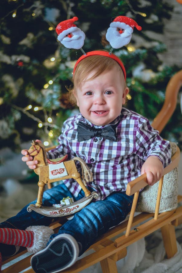 Little Kid Near Christmas Tree Stock Image Image of baby, people