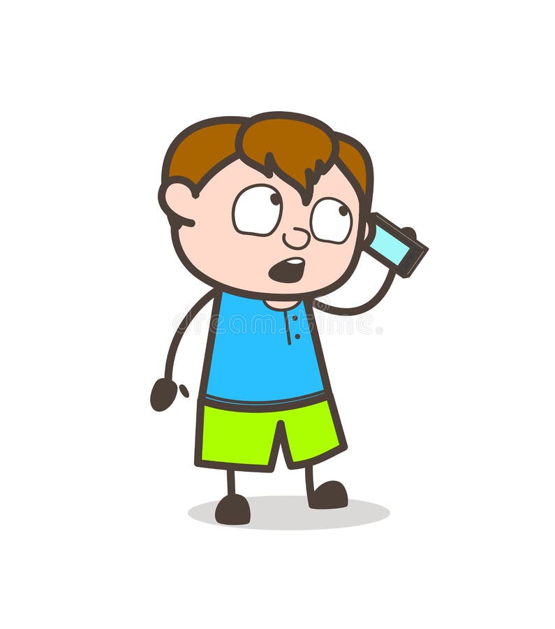 Little Kid Talking on Phone - Cute Cartoon Boy Illustration Stock  Illustration - Illustration of clip, expression: 102506735